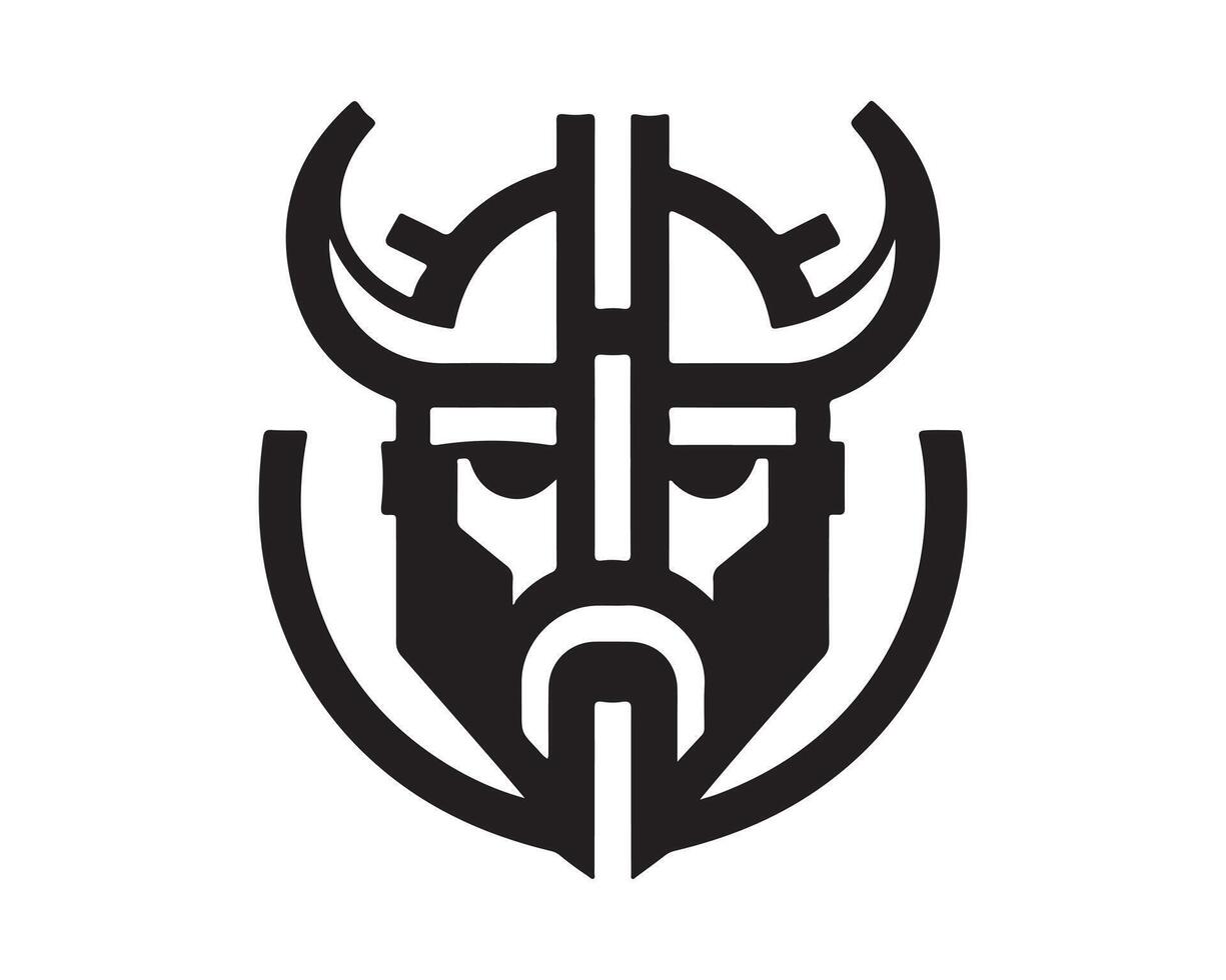 The viking helmet logo is black and white vector