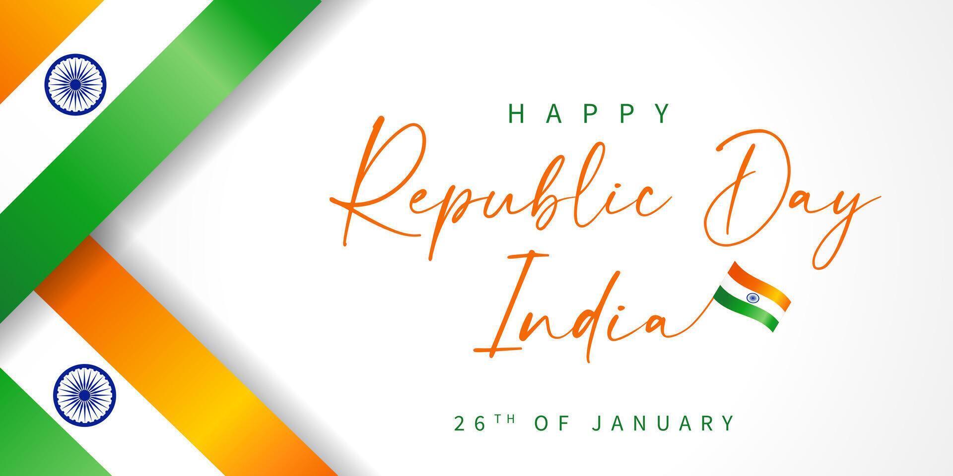 Happy Republic Day India, holiday banner with 3D flags. Republic Day of India 26 January social media poster vector