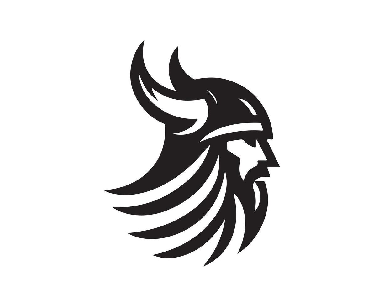 A viking head logo with a long beard vector