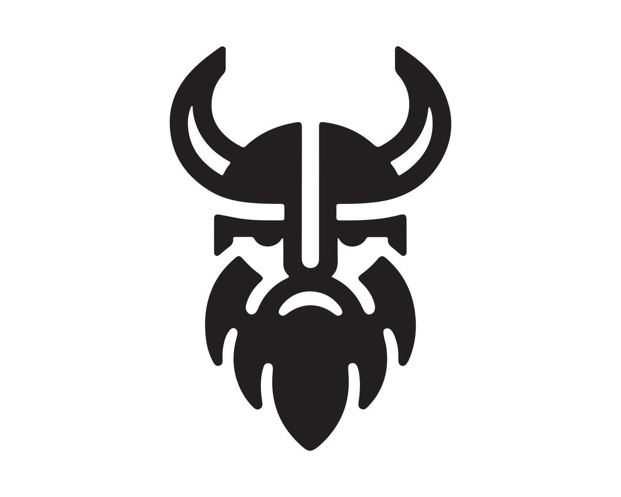 A viking head with horns and a beard vector