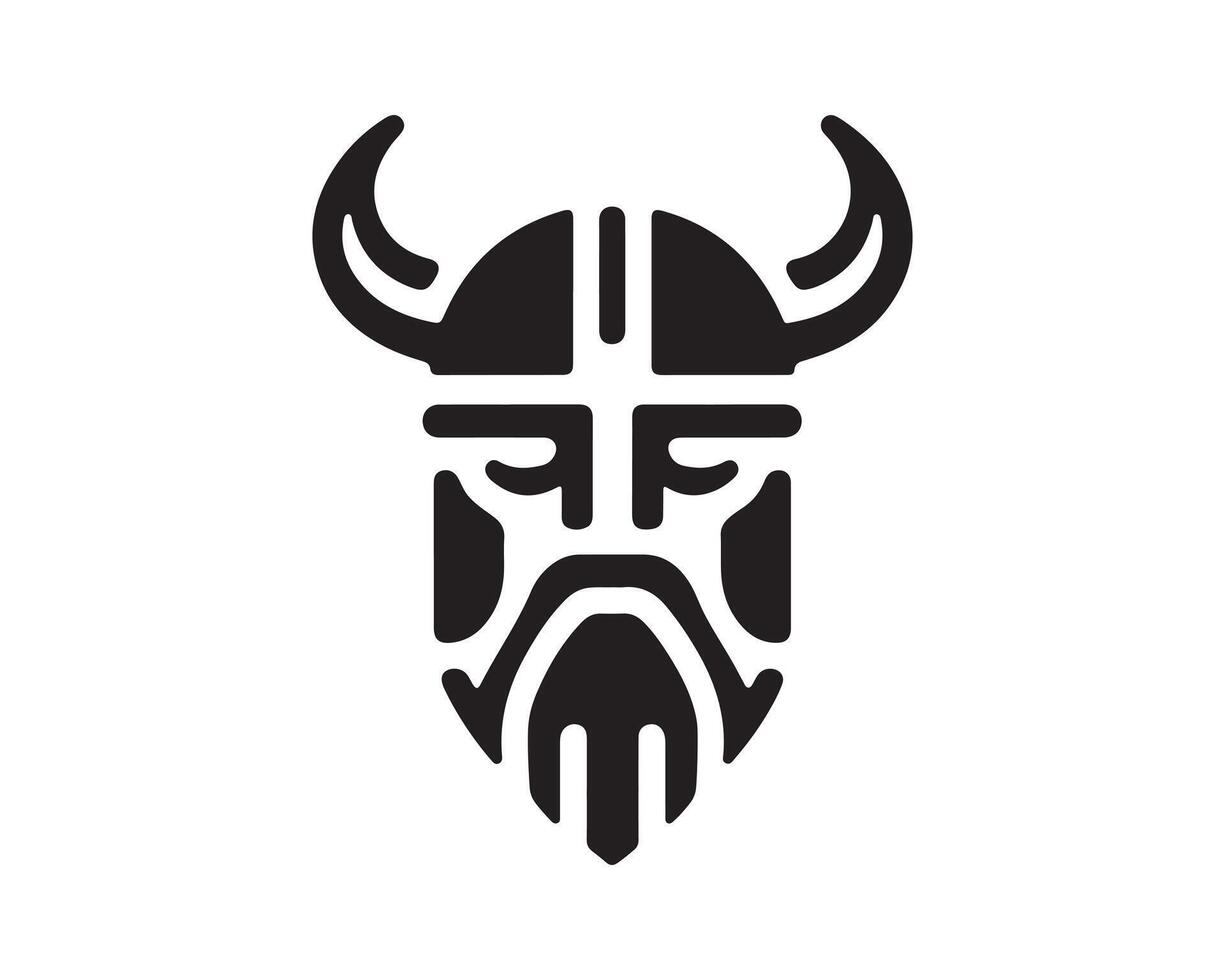 Viking head icon, black and white vector