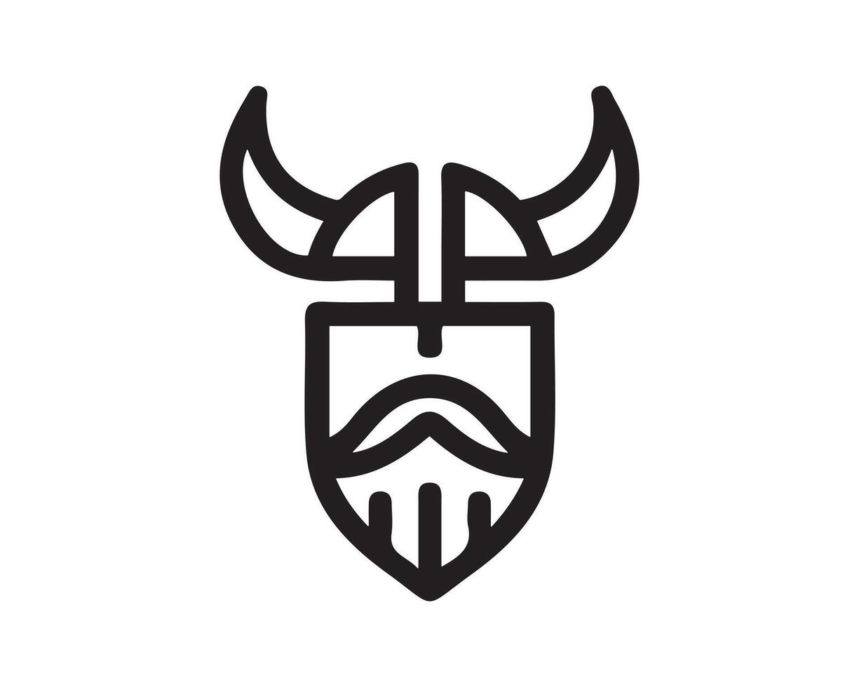 Viking helmet icon, line art, illustration vector