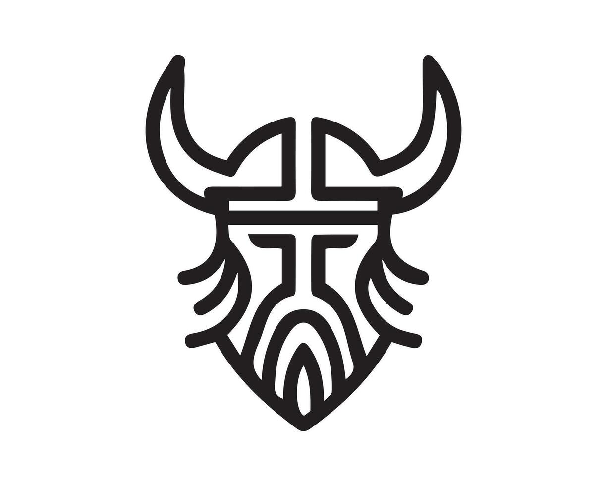 Viking helmet icon, line art, illustration vector