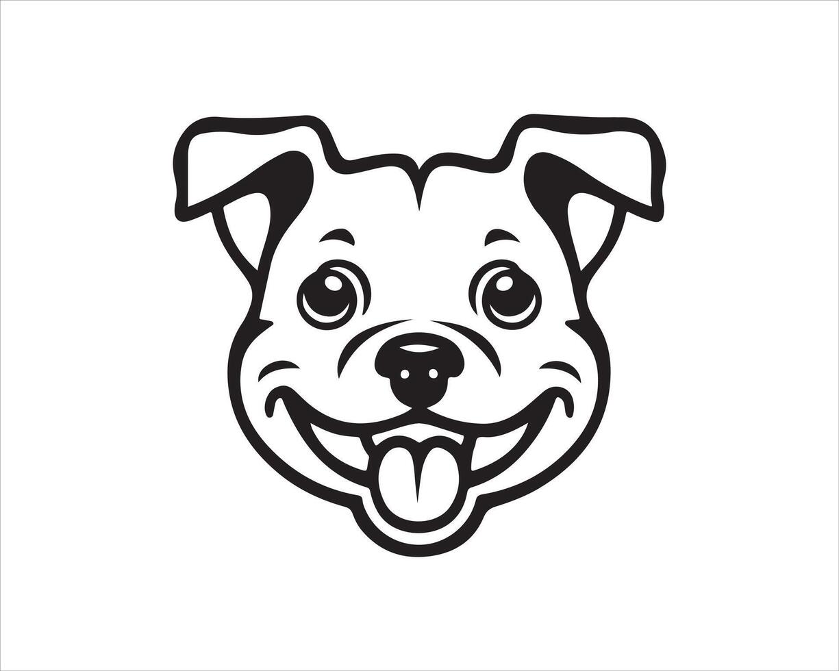A black and white dog head with its tongue out vector