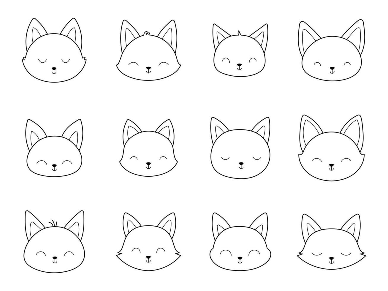 A set of different animal faces with different expressions vector