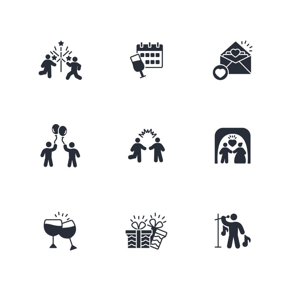 Celebrate icon set..Editable stroke.linear style sign for use web design,logo.Symbol illustration. vector