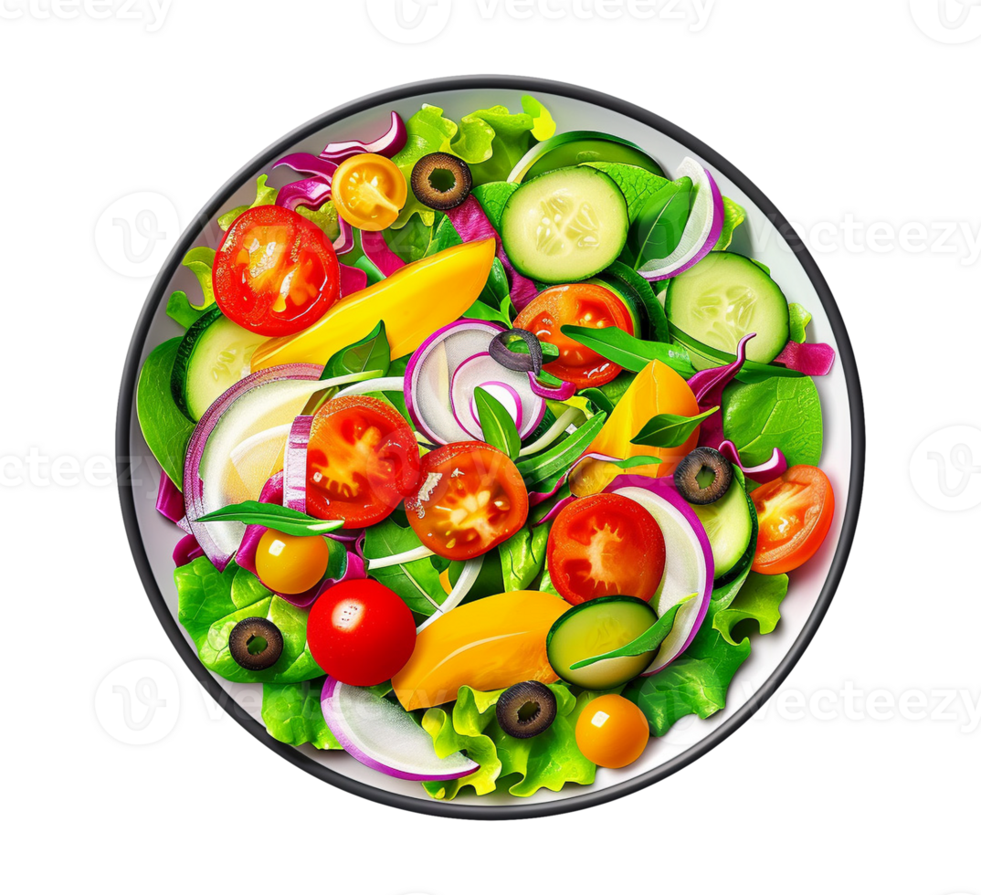 A plate with a salad on it png