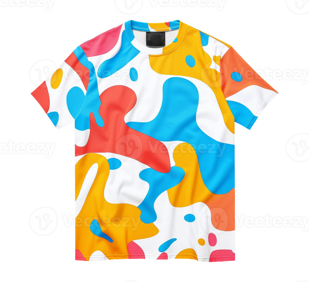 A colorful t - shirt with a splash of paint on it png