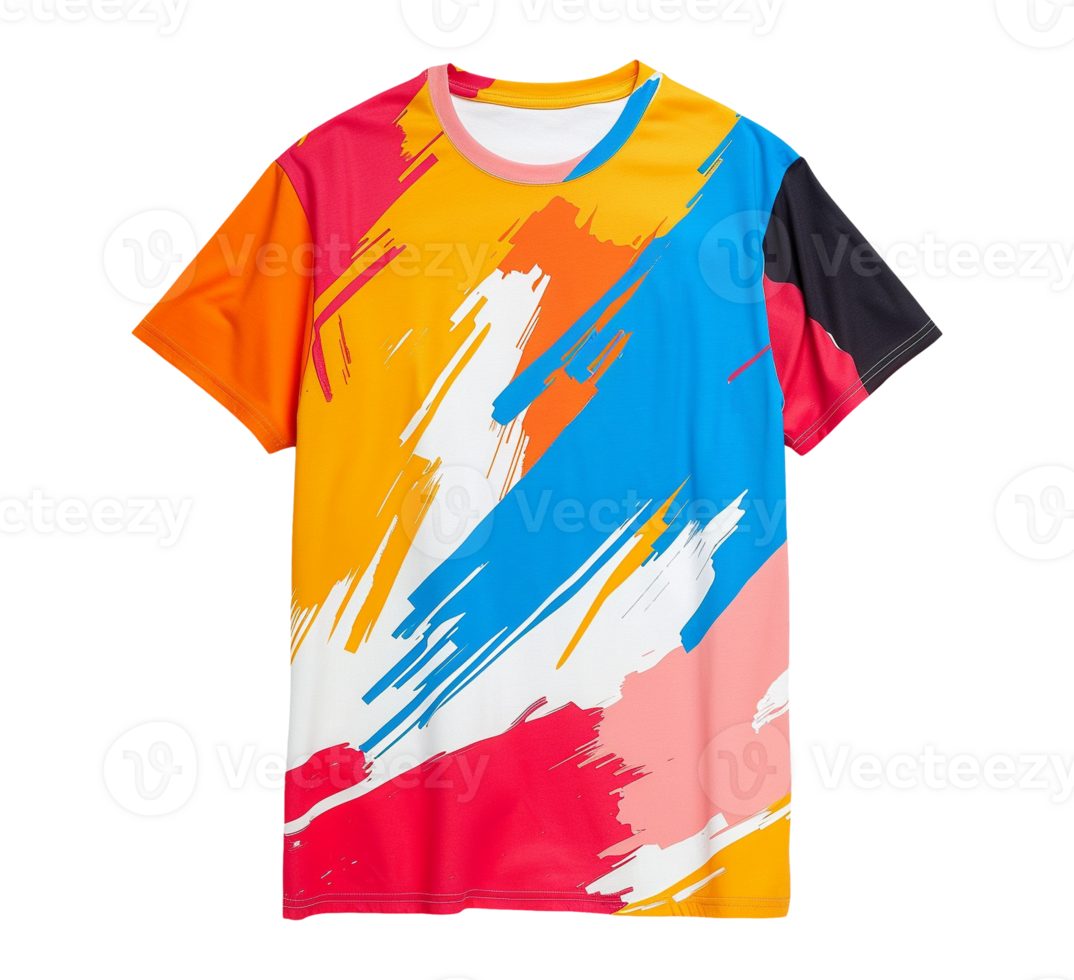 Colorful abstract paint t-shirt mockup png
