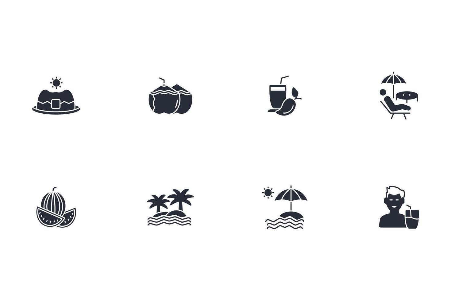 Summer icon set..Editable stroke.linear style sign for use web design,logo.Symbol illustration. vector