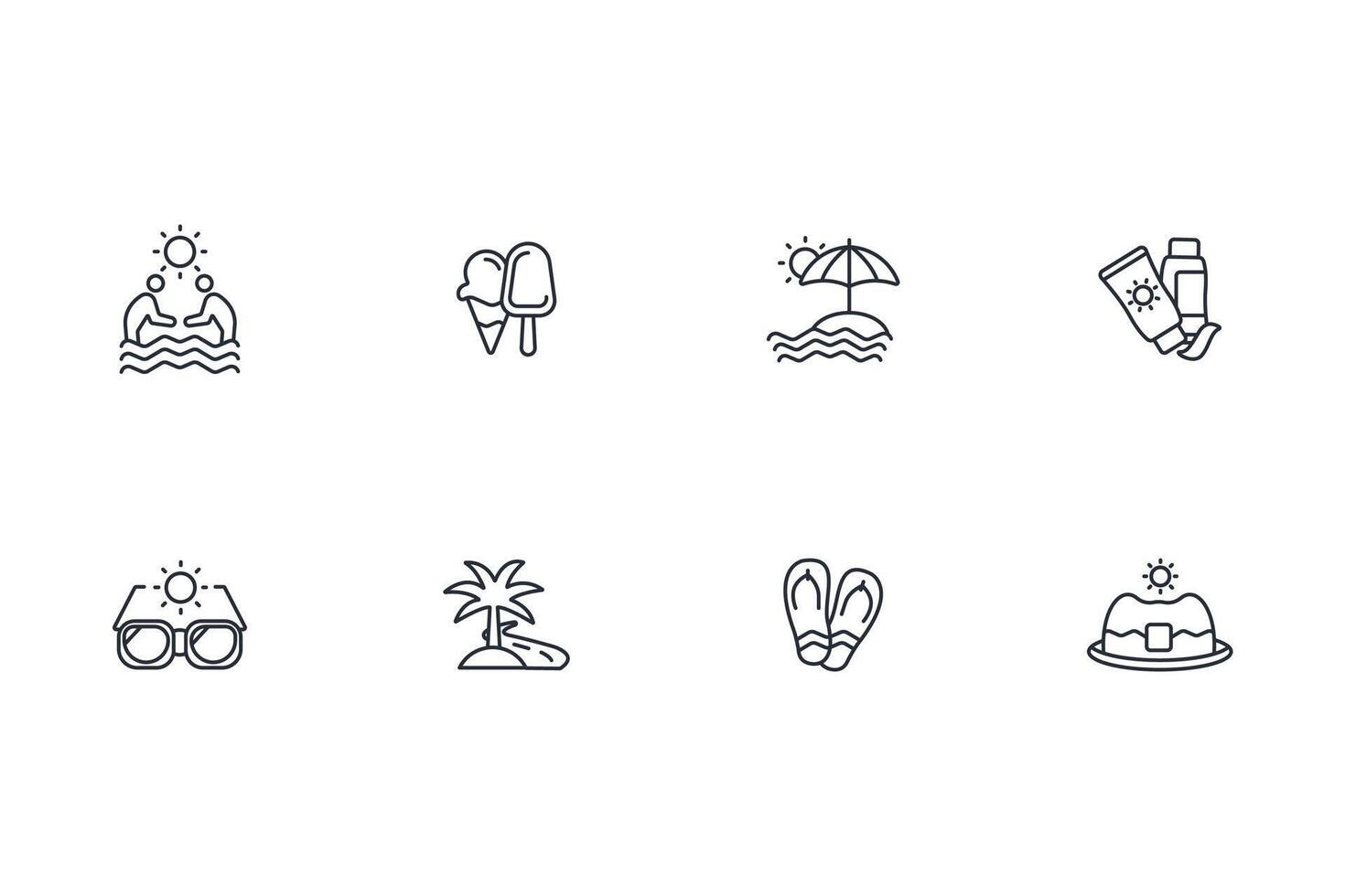Summer icon set..Editable stroke.linear style sign for use web design,logo.Symbol illustration. vector