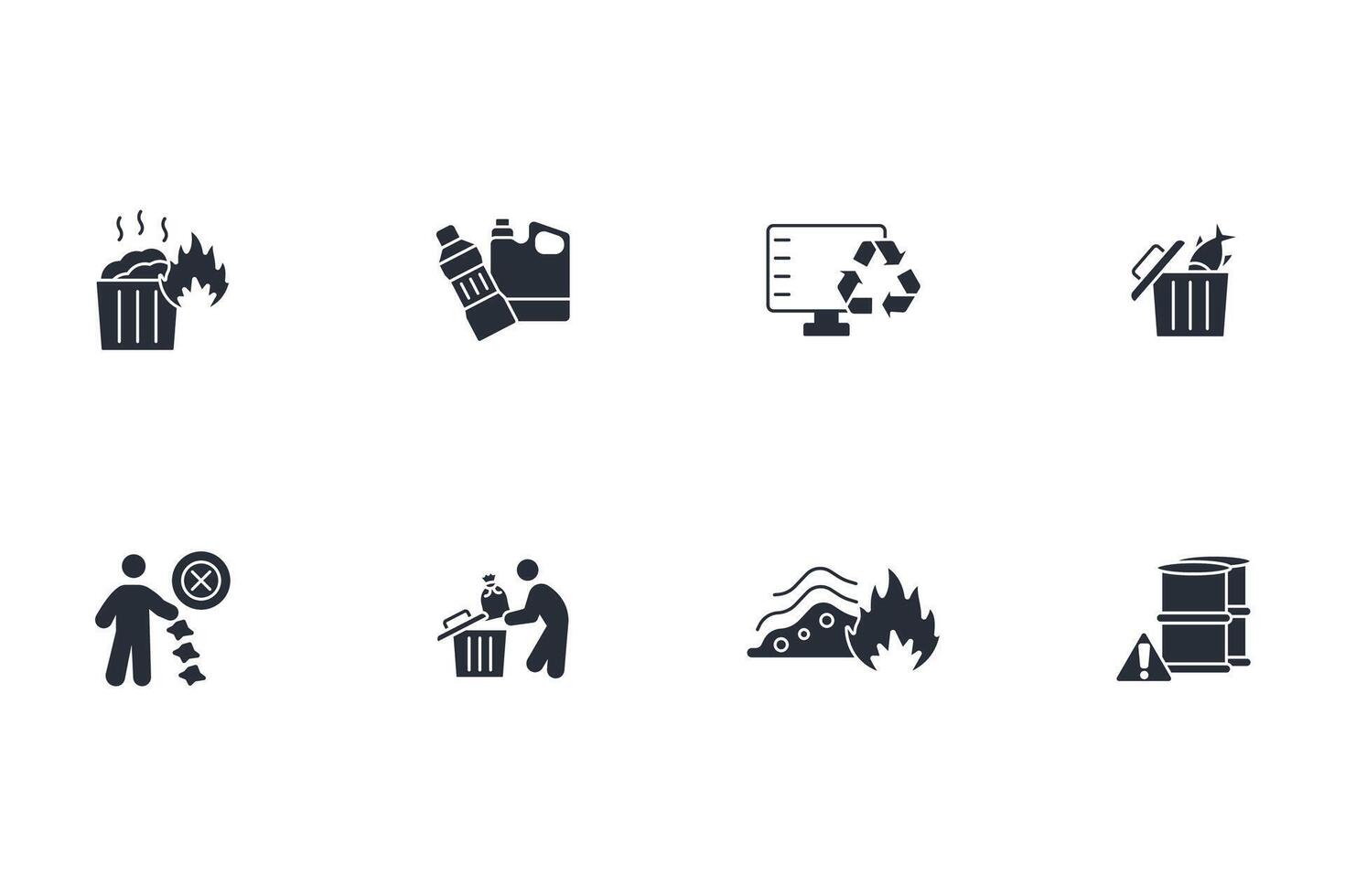 Waste icon set..Editable stroke.linear style sign for use web design,logo.Symbol illustration. vector