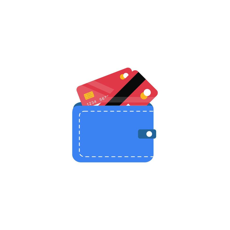 Credit card in wallet icon vector