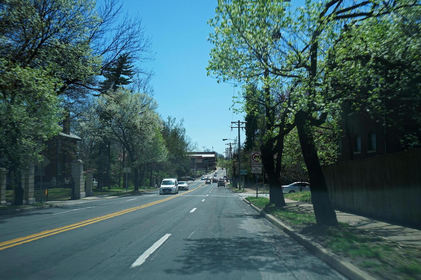 Exterior architecture and building design of local road and street in Saint Louis town- Missouri, United States photo