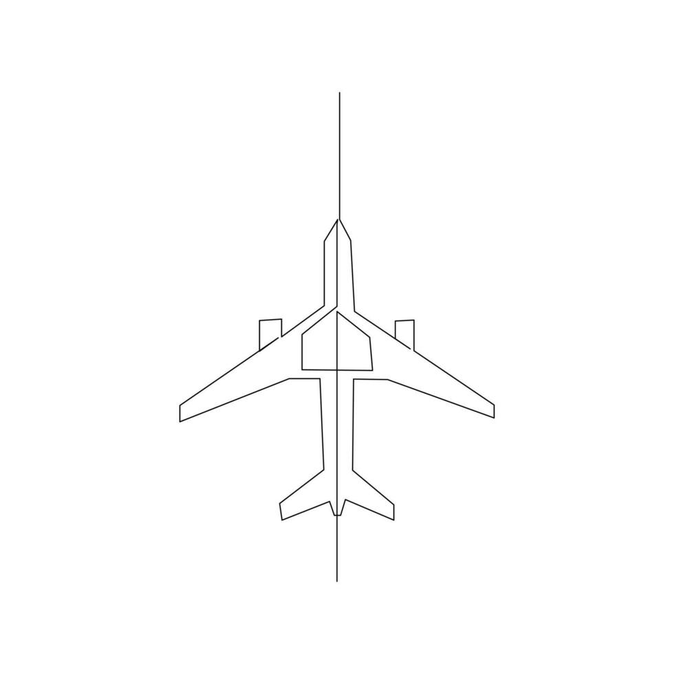 Continuous Aeroplan Line Art Design Minimalist One Line Aircraft Drawing vector