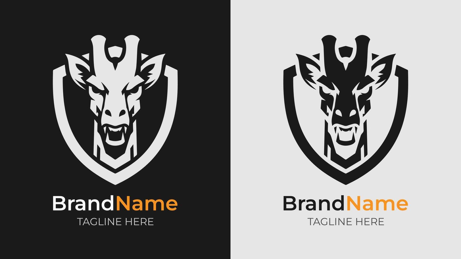 Stylish Black White Giraffe Logo. This stylish black and white giraffe logo blends modern aesthetics with a timeless appeal, making it a versatile choice for any branding or design need vector