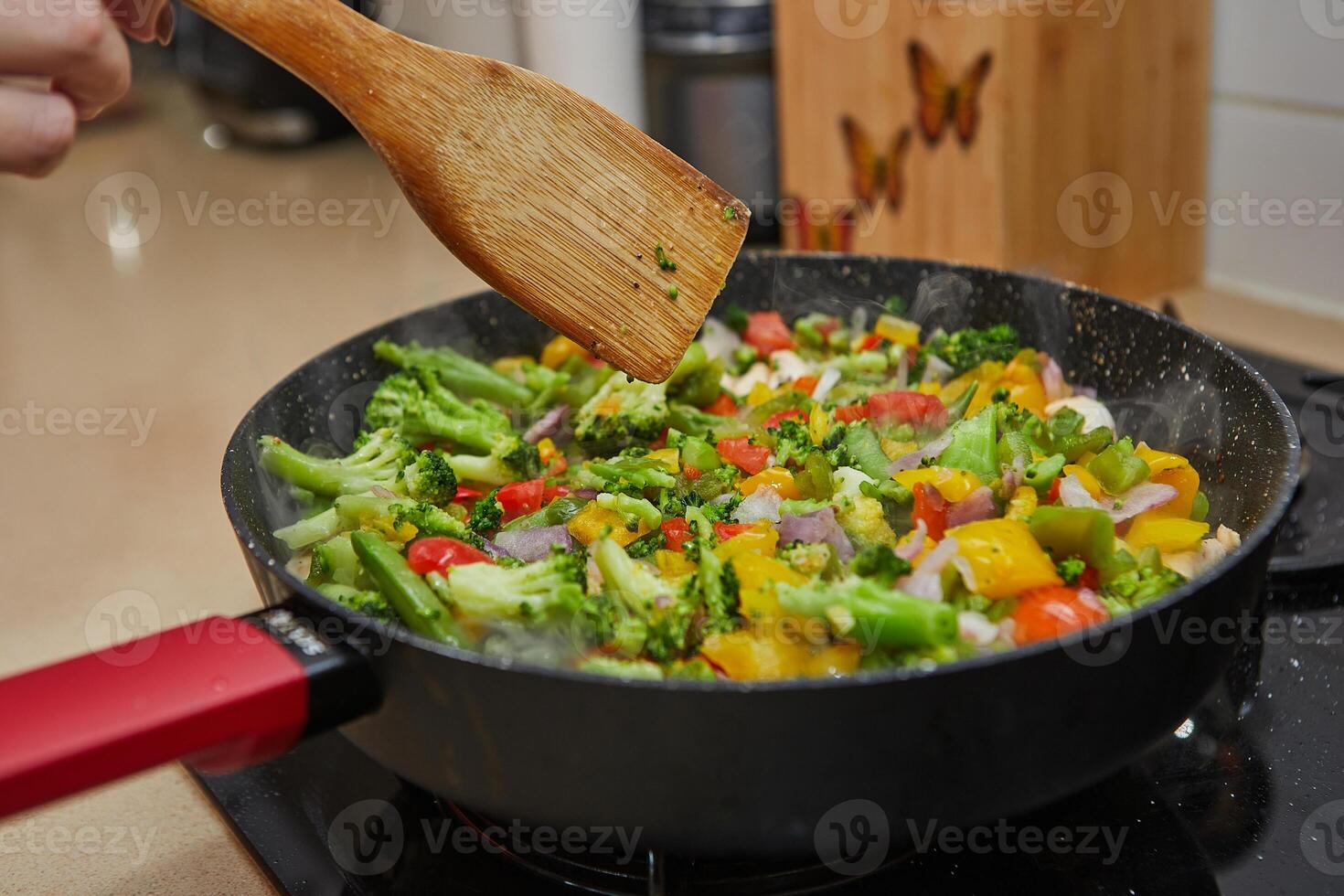 Stir Fry Vegetables Cooking on Stove photo