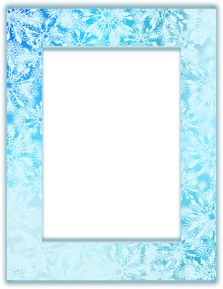 Blue ice snowflakes frame, Winter border on transparent background png