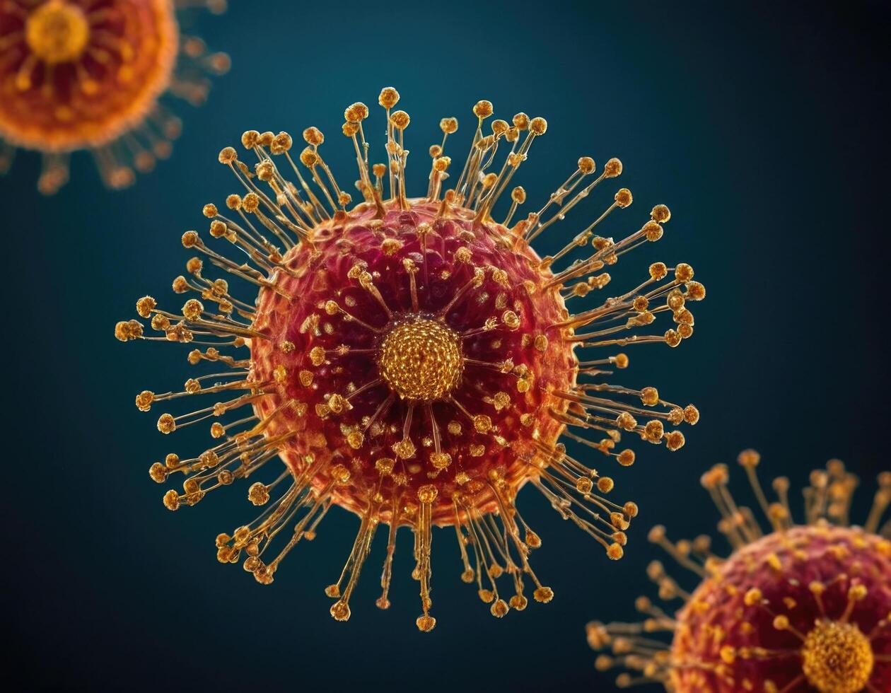 Mpox Virus. Monkey Pox virus. Macro shot of virus. photo
