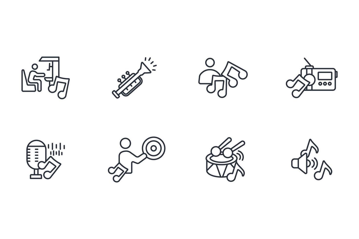 music icon. .Editable stroke.linear style sign for use web design,logo.Symbol illustration. vector