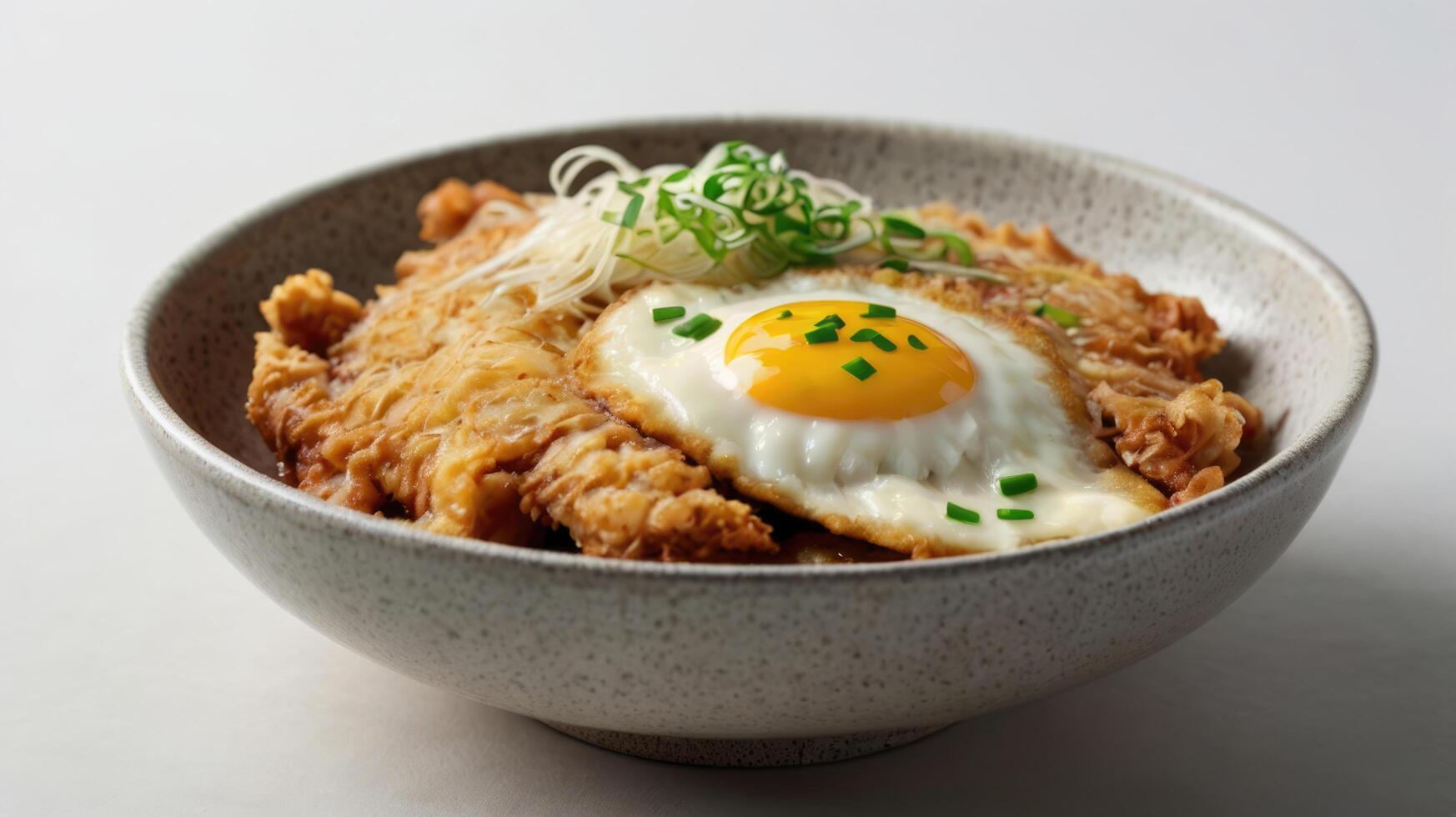 Japanese food, deep fried pork cutlet with fried egg in a bowl photo