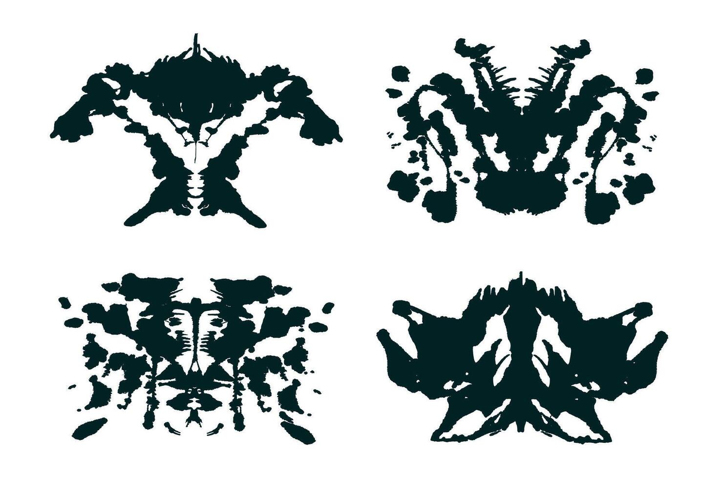 Hand-brushed symmetrical ink splash. Abstract Rorschach silhouette for psychological test concepts. vector