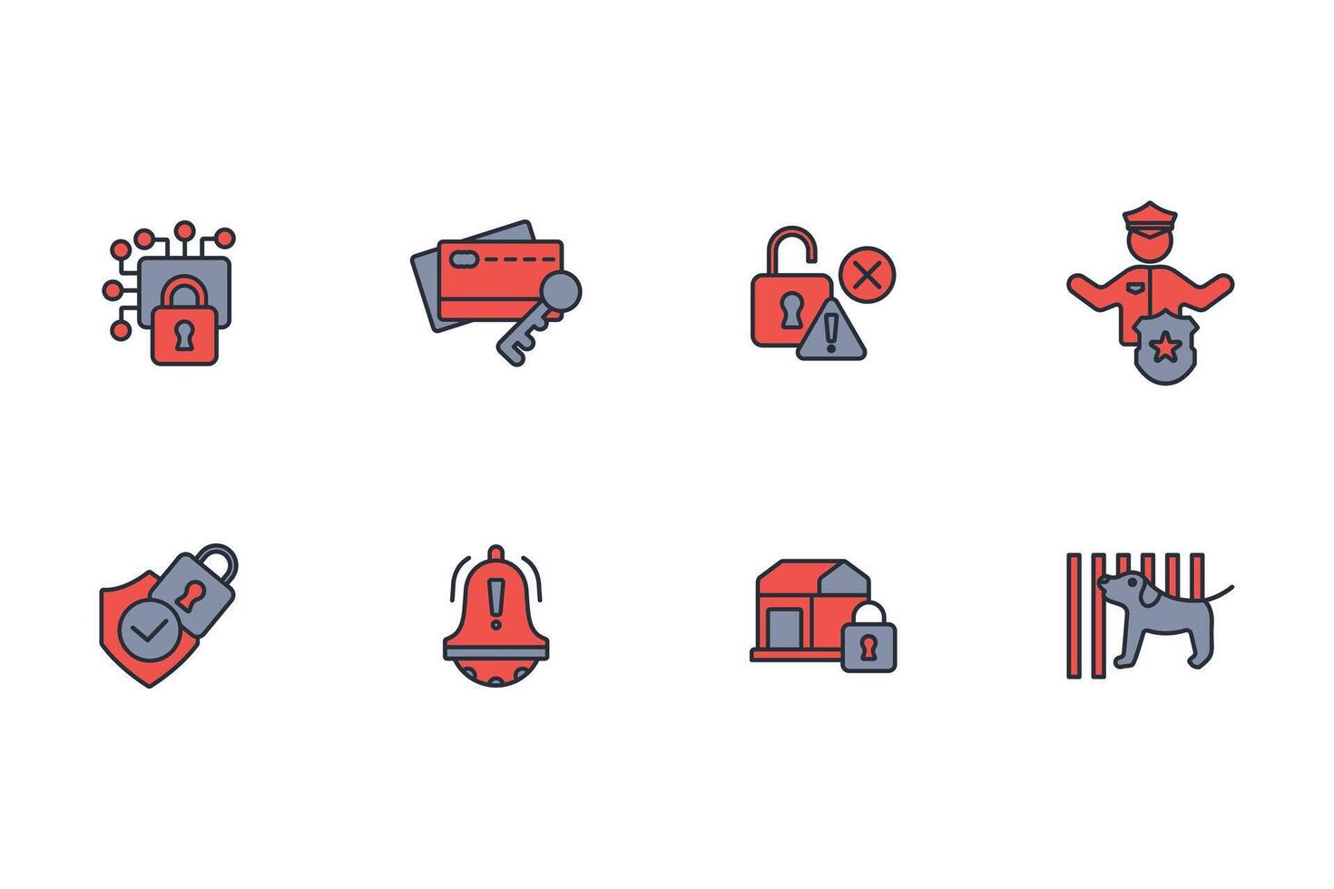 Home security icon set..Editable stroke.linear style sign for use web design,logo.Symbol illustration. vector