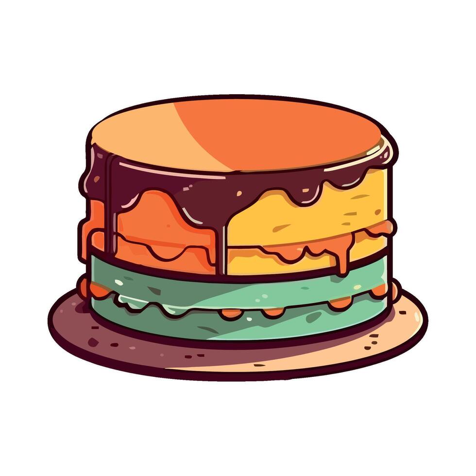 Sweet food cake with chocolate sauce vector
