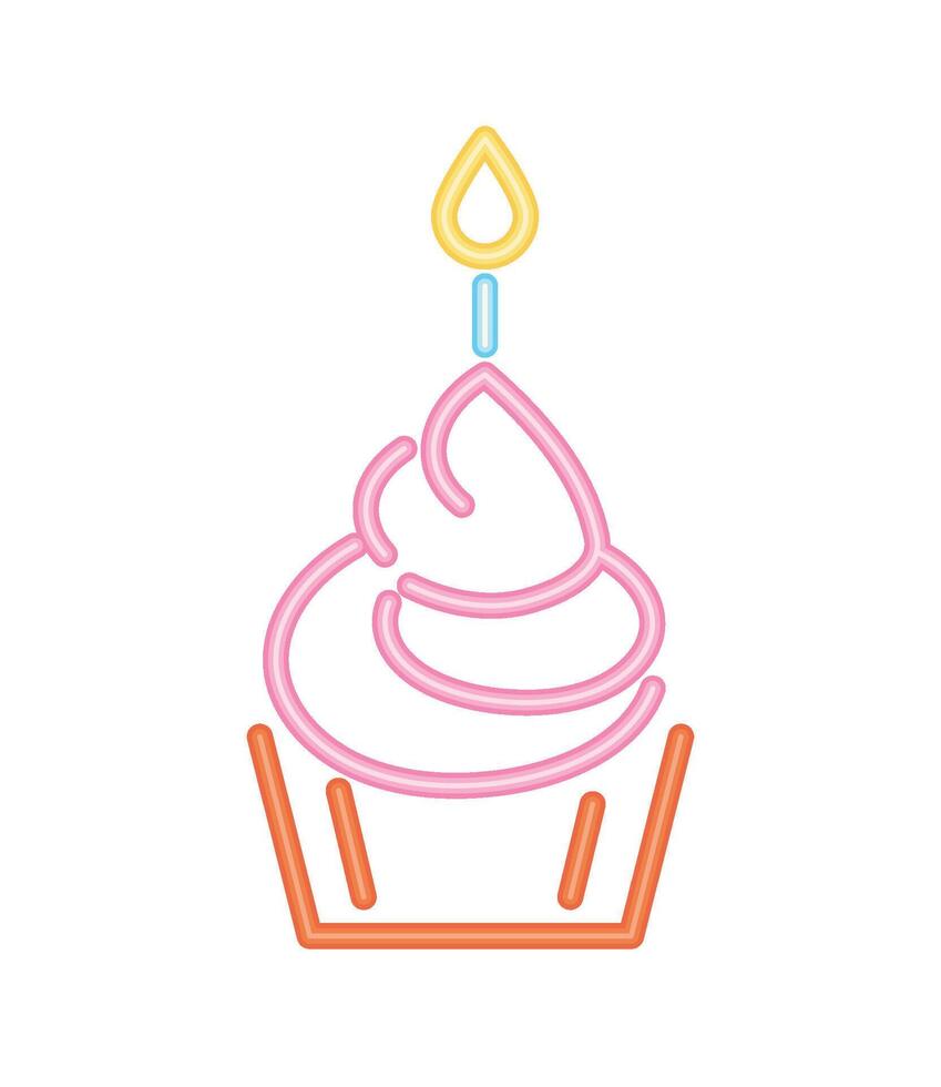 neon cupcake icon vector