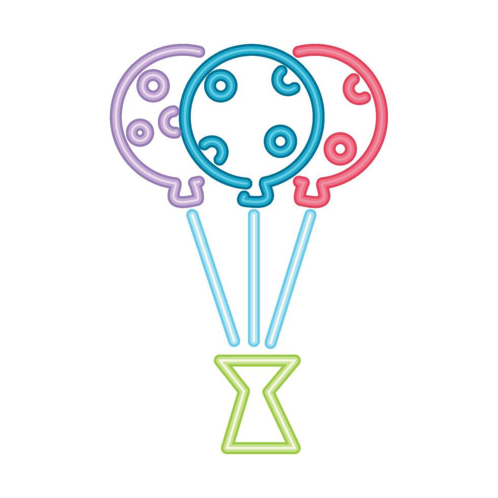 neon celebration helium balloons vector