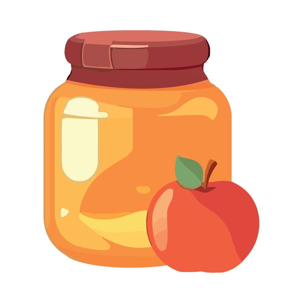 Fresh organic apple fruit in a jar illustration vector