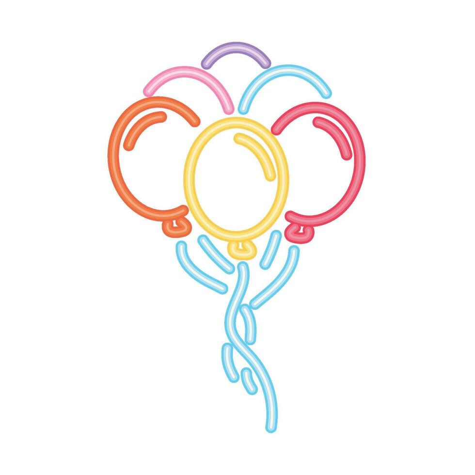 neon helium balloons singboard vector