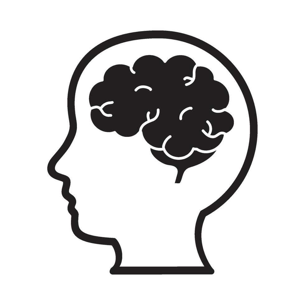 profile brain icon colorless vector