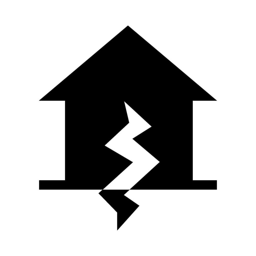 earthquake damage house icon illustration vector