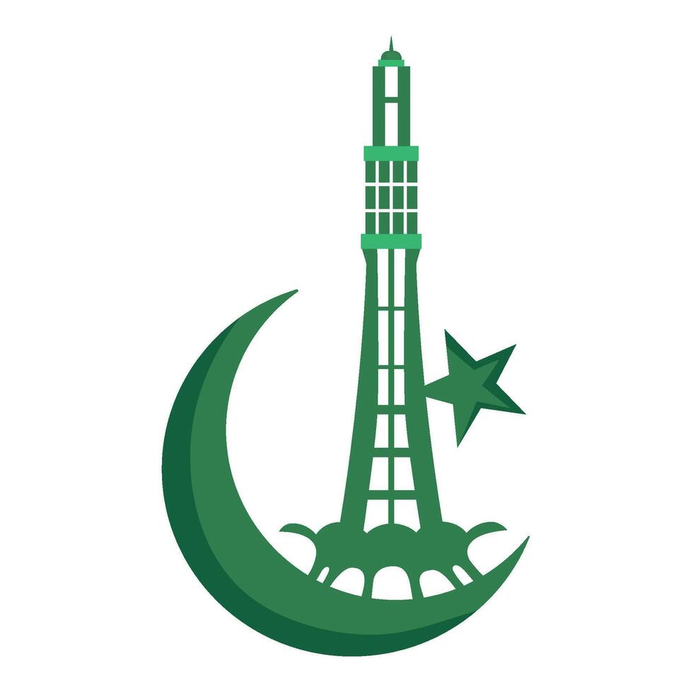 pakistan day minar architecture isolated vector