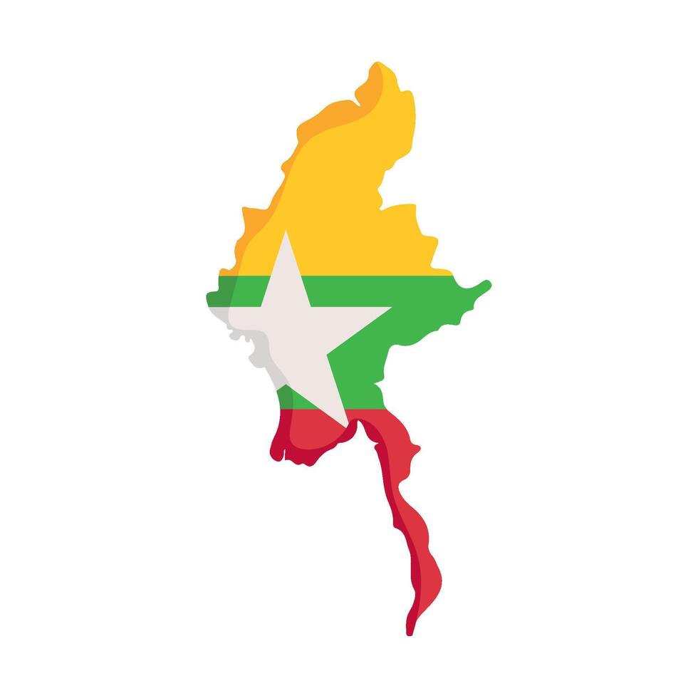 myanmar map and flag isolated vector