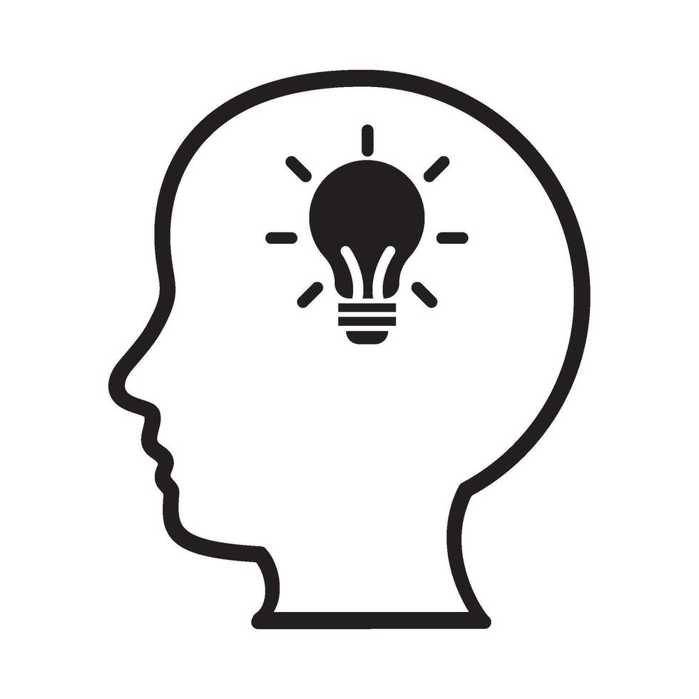 profile brain icon light bulb isolated vector