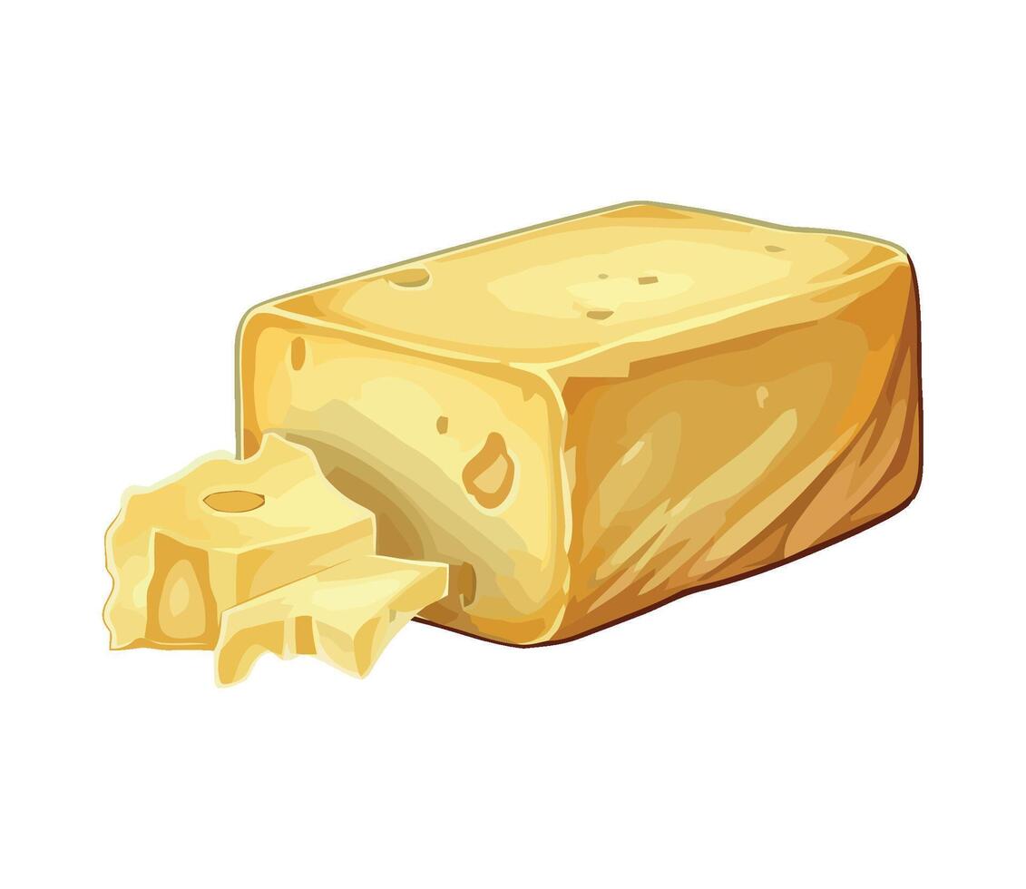 Fresh gourmet cheddar cheese slice vector