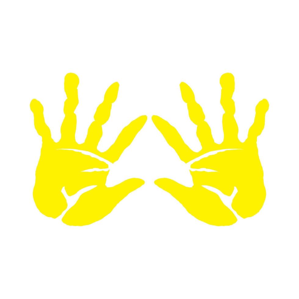 handprint paint colors yellow isolated vector