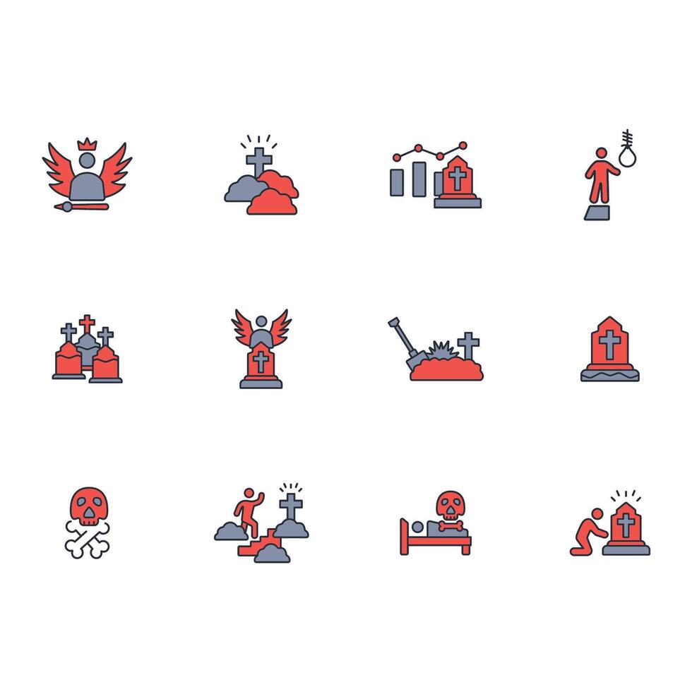 death icon set..Editable stroke.linear style sign for use web design,logo.Symbol illustration. vector