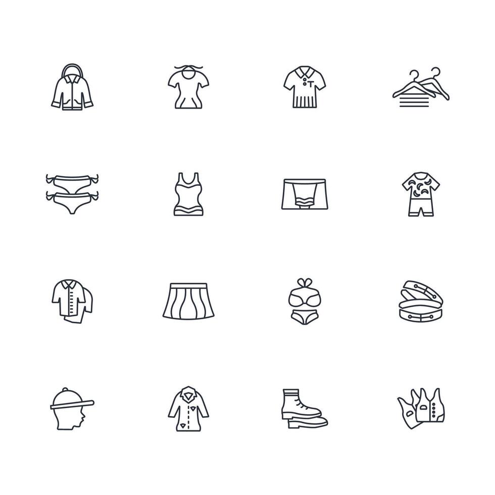 Clothes icon set..Editable stroke.linear style sign for use web design,logo.Symbol illustration. vector