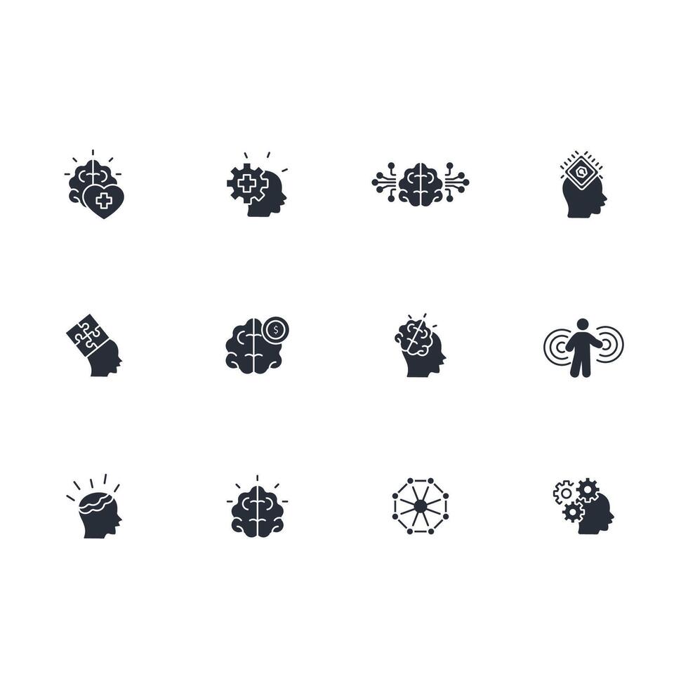 Brain icon set..Editable stroke.linear style sign for use web design,logo.Symbol illustration. vector