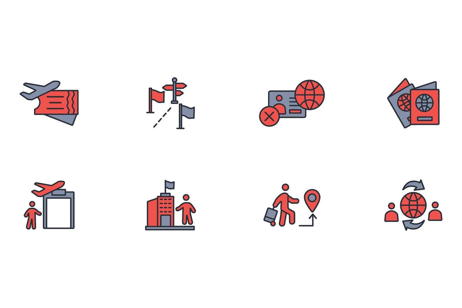 migration icon set..Editable stroke.linear style sign for use web design,logo.Symbol illustration. vector