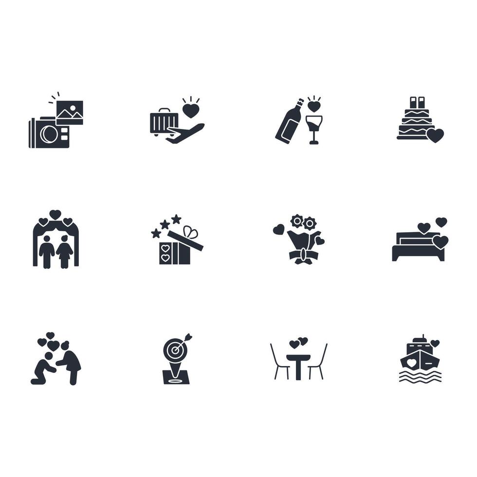 Honeymoon icon set..Editable stroke.linear style sign for use web design,logo.Symbol illustration. vector