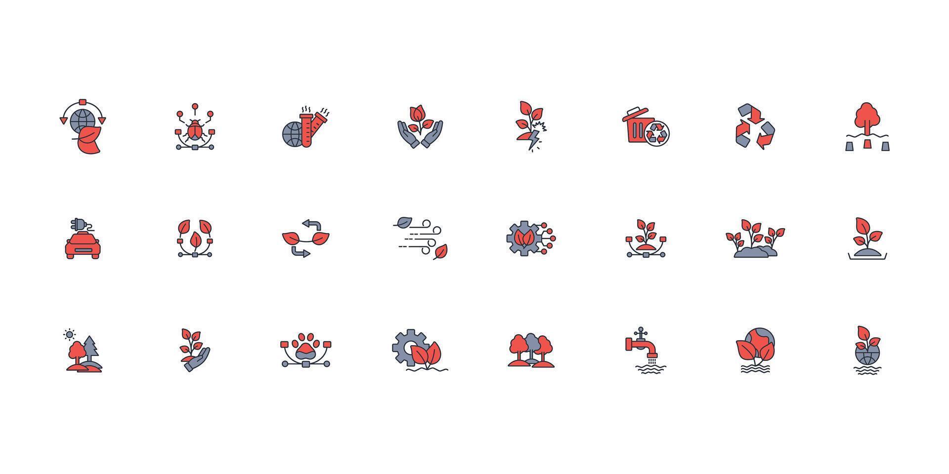 Environment icon set..Editable stroke.linear style sign for use web design,logo.Symbol illustration. vector