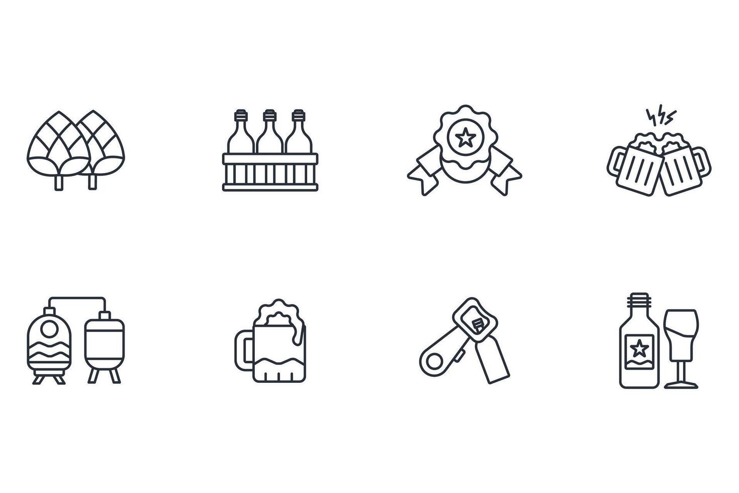 Beer icon set..Editable stroke.linear style sign for use web design,logo.Symbol illustration. vector