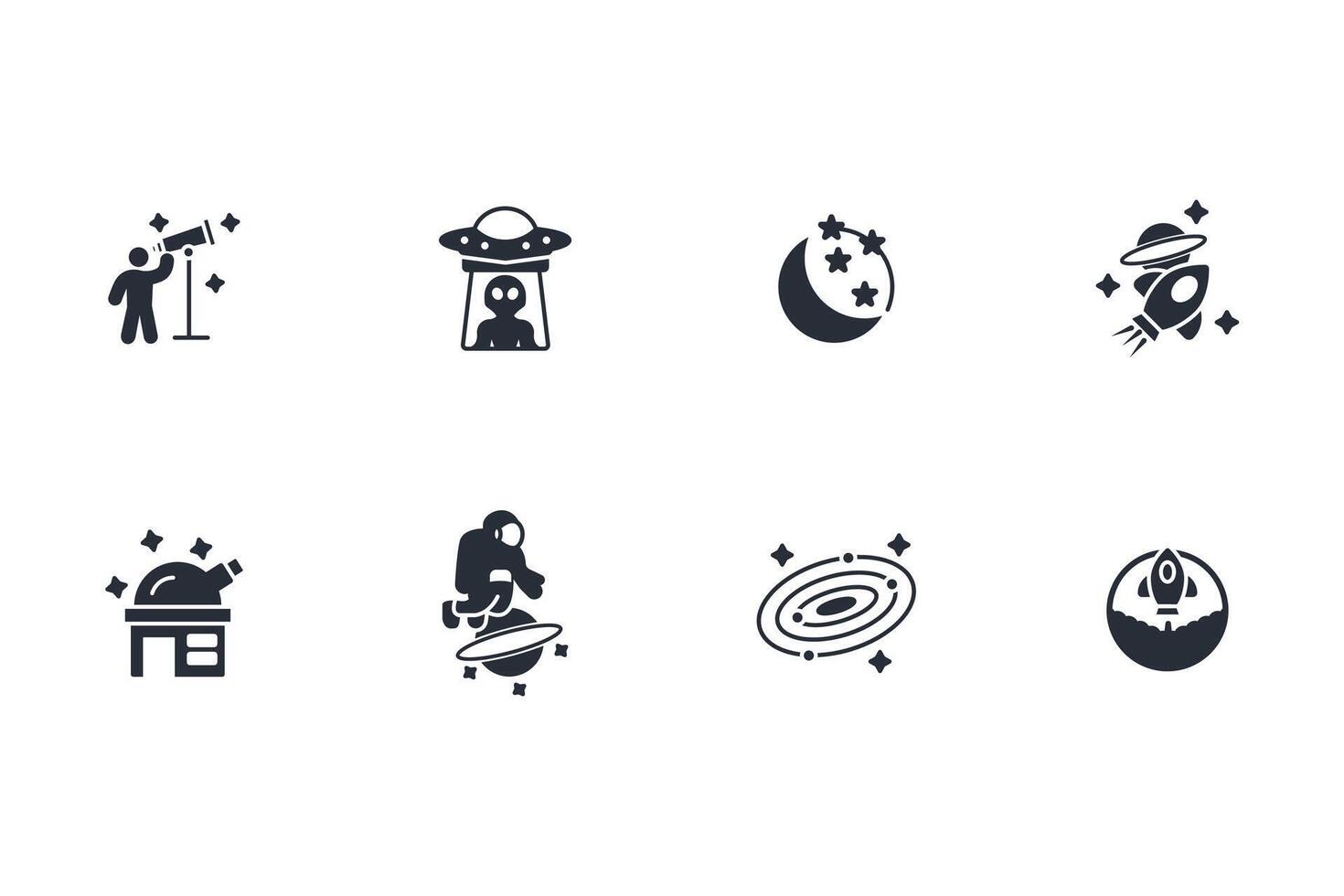 Astronomy icon set..Editable stroke.linear style sign for use web design,logo.Symbol illustration. vector