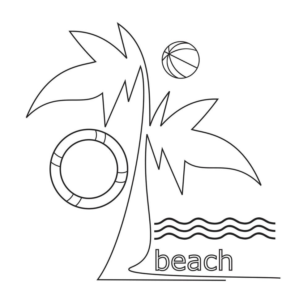 Beach volleyball illustration black line icon design.Summer beach collection. vector