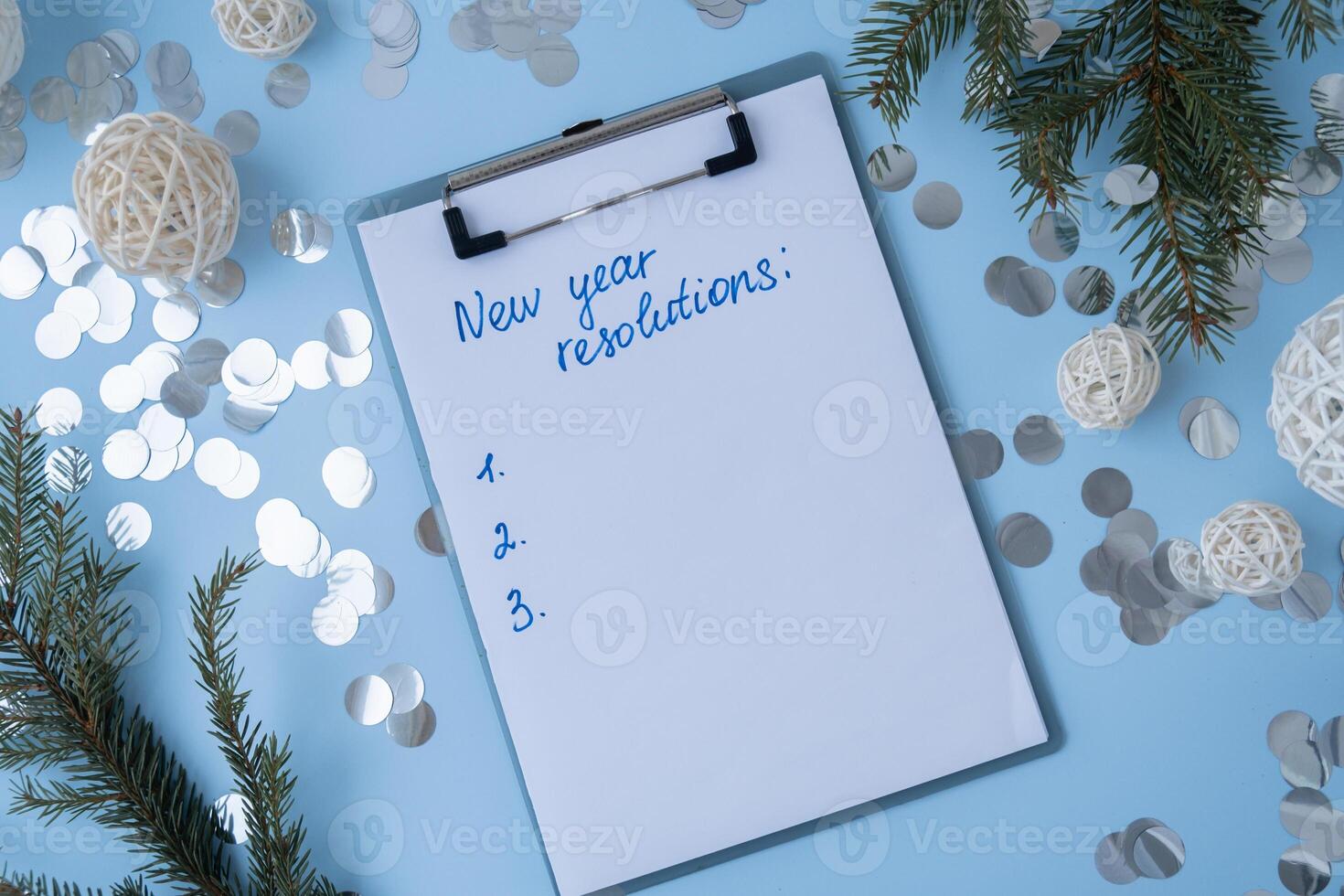 Handwritten promises and aims. Preparation for new year new life new me. Visualizing wish list for 2025. Dreams plan action resolutions for coming year. Inspirational self improvement concept photo