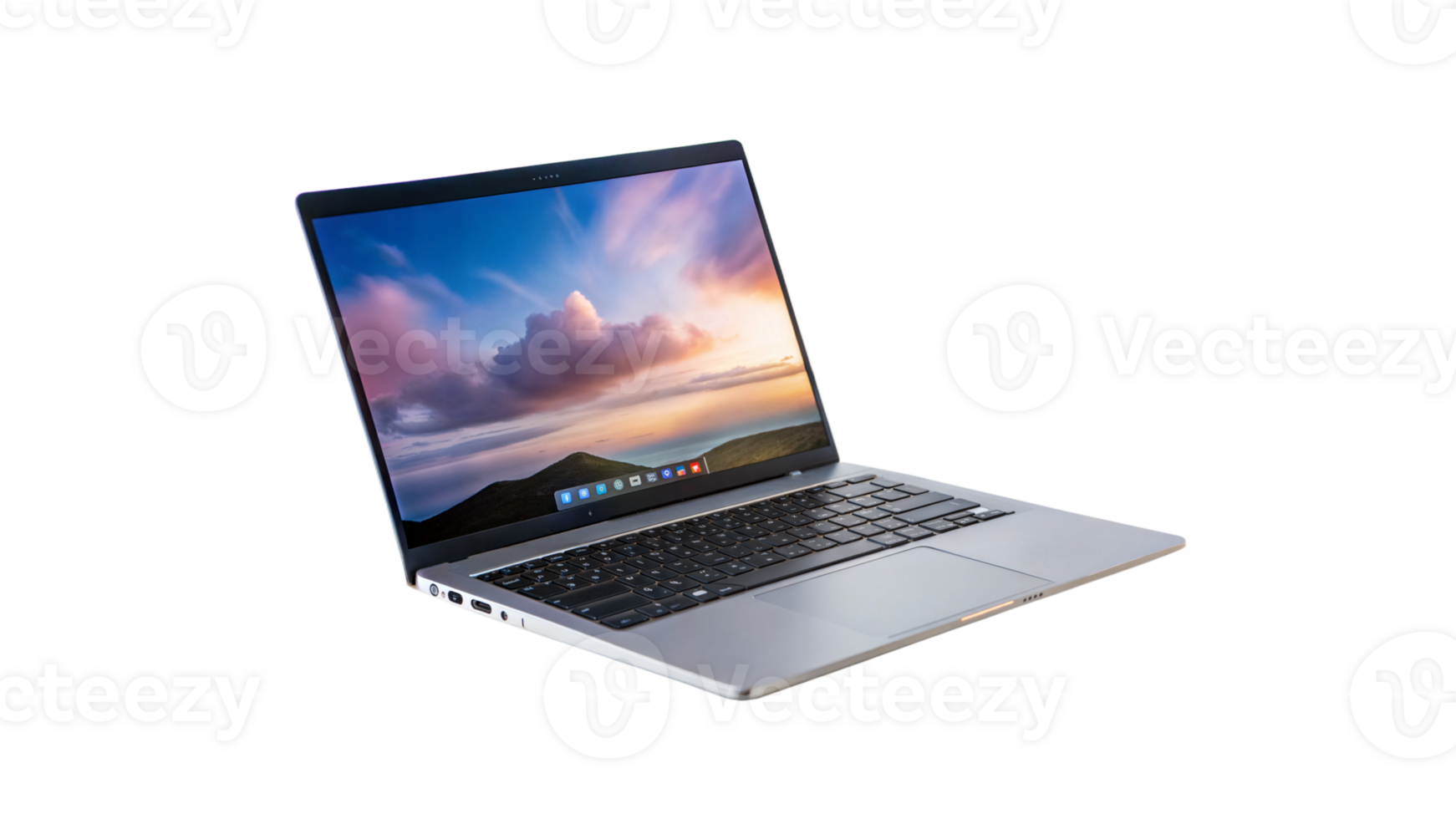 Modern silver laptop with a sleek design, ideal for work and multimedia tasks. png